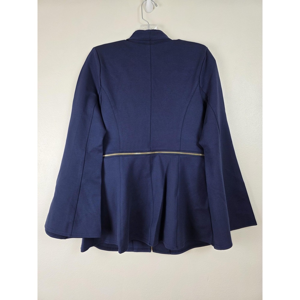 Iman Jacket Womens Small Navy Blue Convertible Gold Zip Off Stretch Open Blazer - Picture 16 of 16